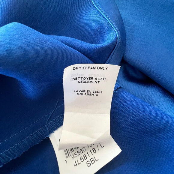 Karen Kane Elegant Blue Satin like Women's Blouse - Picture 7 of 8